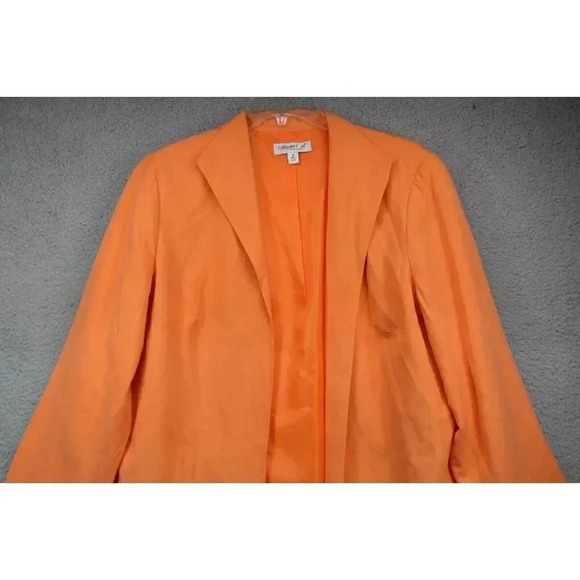 Coldwater Creek Silk and Linen Blend Open Cardigan-Neon Orange-Size 1X-Lined - Picture 2 of 10